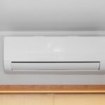 White,Air,Conditioner,Mini,Split,Unit,Mounted,At,Wall,In
